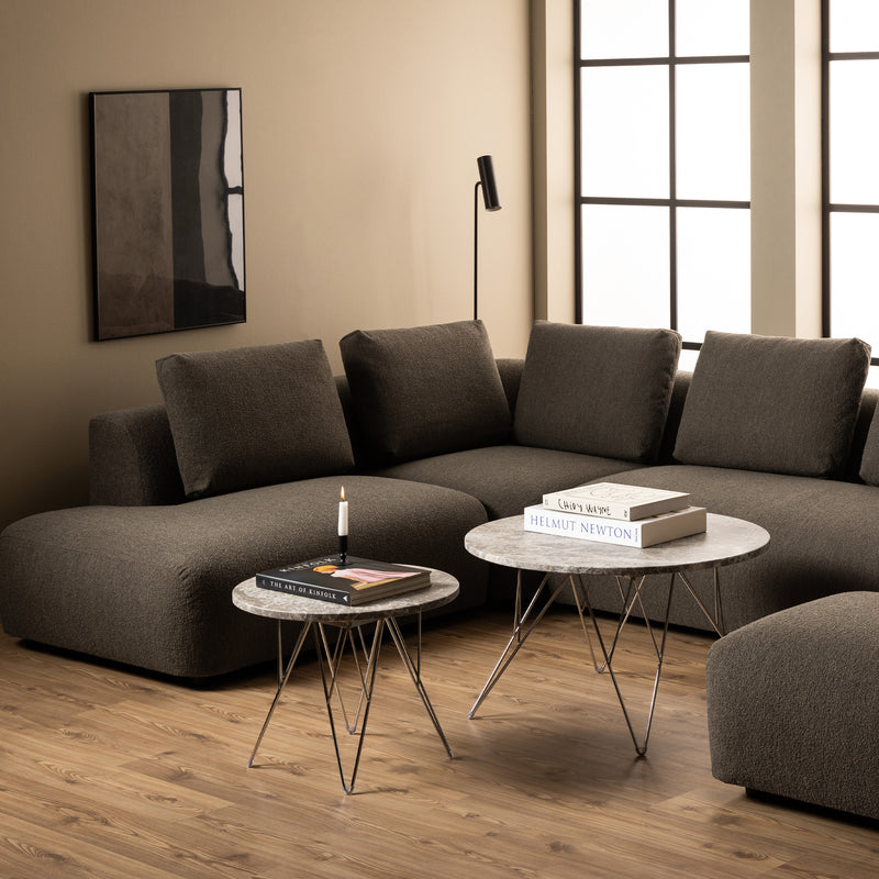Prunus Round Side Table with Grey-Brown Marble Top – image 3