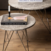 Prunus Round Side Table with Grey-Brown Marble Top – image 5