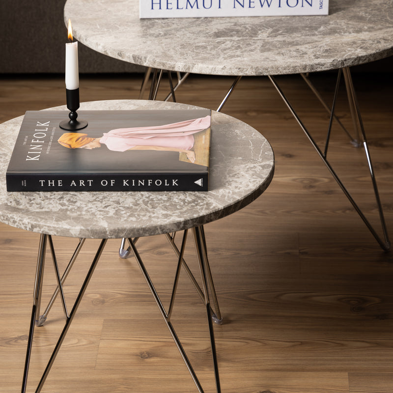 Prunus Round Side Table with Grey-Brown Marble Top – image 5