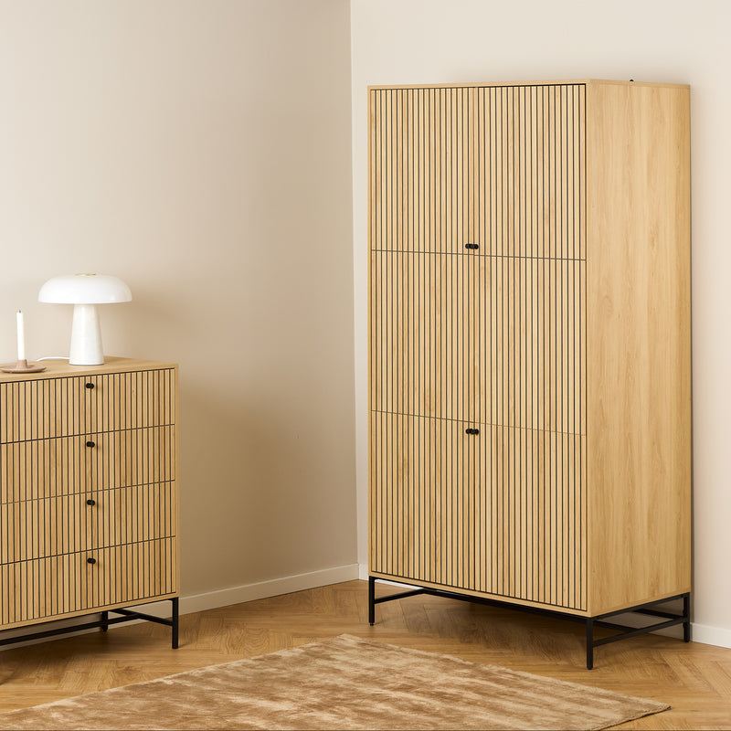 Albany Wardrobe 4 Doors in Black/Oak – image 5
