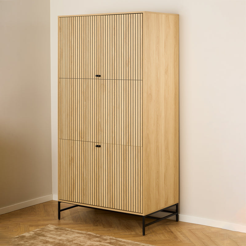 Albany Wardrobe 4 Doors in Black/Oak – image 7