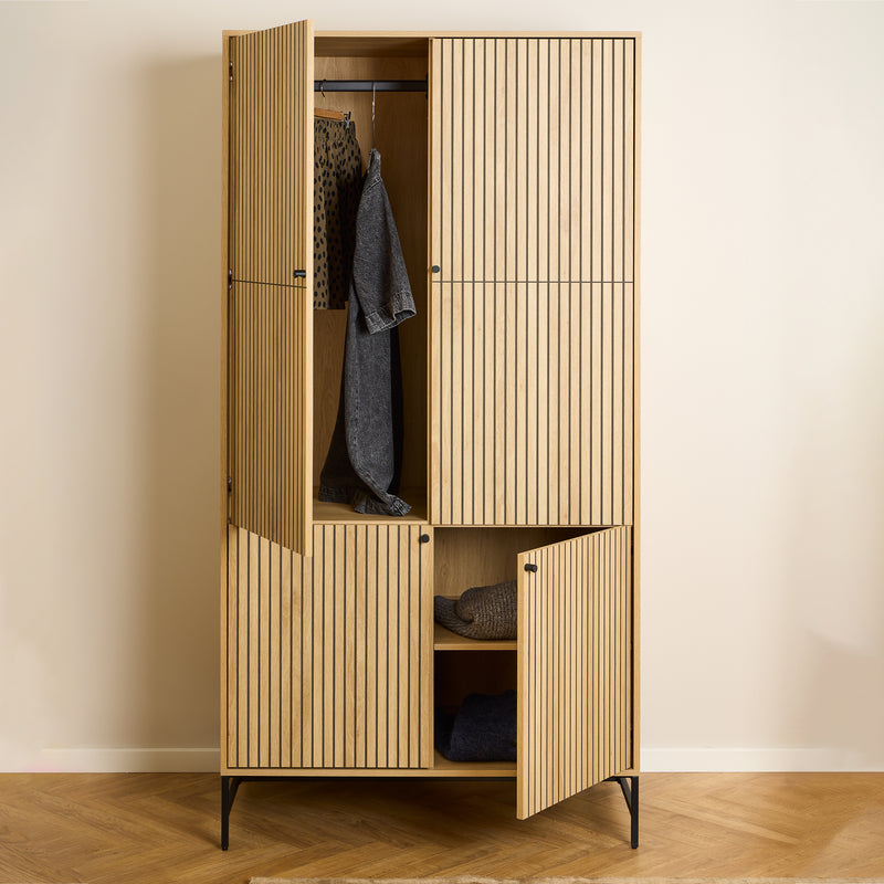 Albany Wardrobe 4 Doors in Black/Oak – image 8