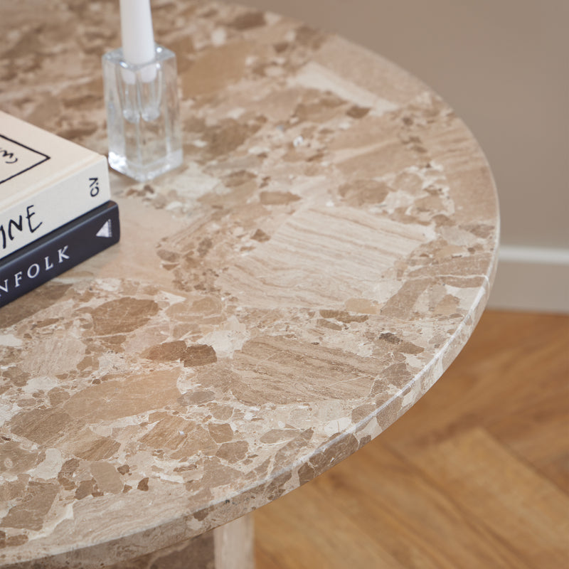 Naxos Round Coffee Table in Brown Marble – image 5