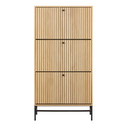 Albany Shoe Cabinet 3 Flip Down Doors in Oak/Black Legs – image 2