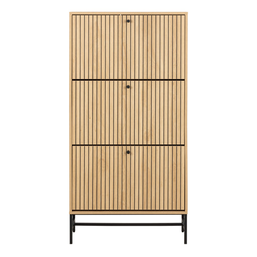 Albany Shoe Cabinet 3 Flip Down Doors in Oak/Black Legs – image 2