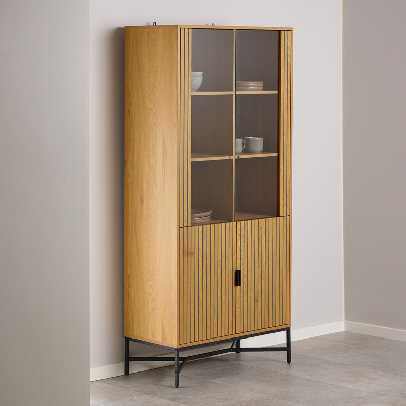 Jaipur Display Cabinet With 4 doors and 6 Shelves in Wild Oak – image 5