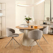 Soli Round Dining Table in Oak/Grey 120x75cm Included 4 Ella Swivel Beige Dining Chair – image 1
