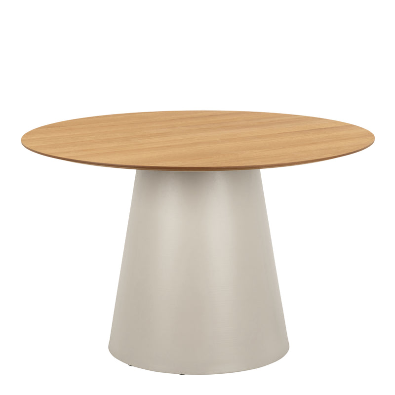 Soli Round Dining Table in Oak/Grey 120x75cm Included 4 Ella Swivel Beige Dining Chair – image 2