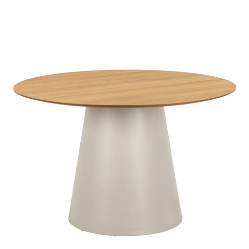 Soli Round Dining Table in Oak/Grey 120x75cm Included 4 Ella Swivel Beige Dining Chair – image 2