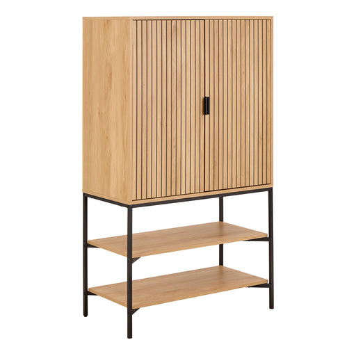Jaipur Cabinet 2 Doors 3 Shelves With Oak Lamella Front – image 1