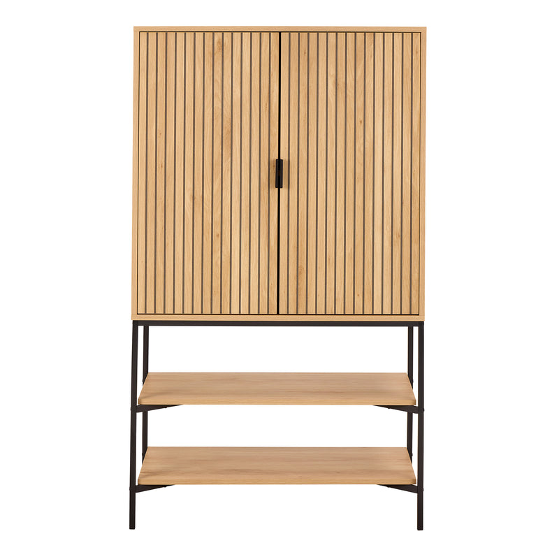 Jaipur Cabinet 2 Doors 3 Shelves With Oak Lamella Front – image 2