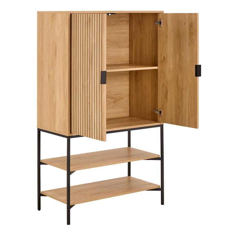 Jaipur Cabinet 2 Doors 3 Shelves With Oak Lamella Front – image 4