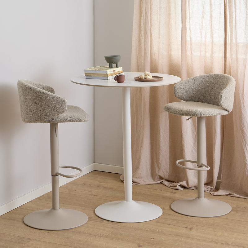 Malta Ceramic Round Bar Table – White – image 2