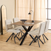 Heaven Dining Table with Ceramic Rusty Brown Top 135cm Included 4 Dean Beige Swivel Dining Chair – image 1