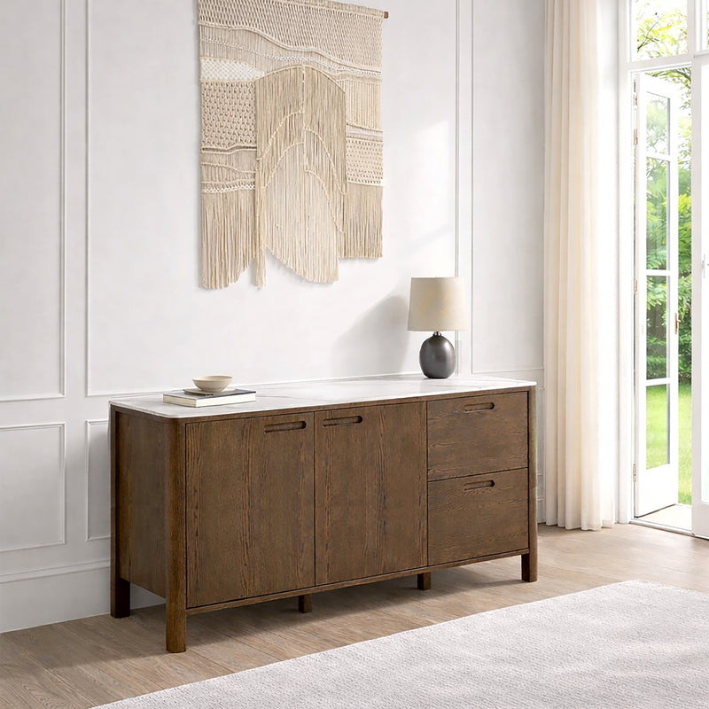 Southampton Sideboard With 2 Doors 2 Drawers and 2 Shelves in Cream Ceramic – image 5