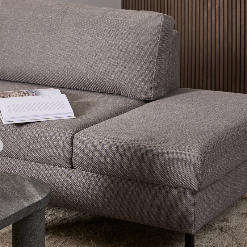 Omaha Corner Sofa With Open End RHF, Dark 19 Fabric, Base Steel – Brown – image 5