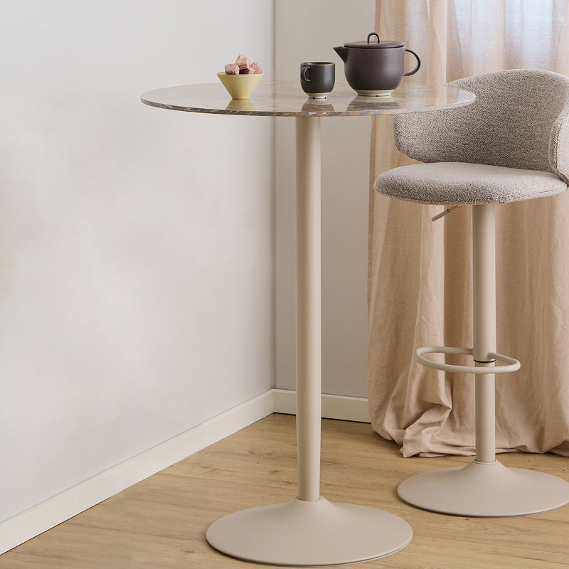 Malta Round Bar Table in Brown Ceramic with Grey Base – image 2