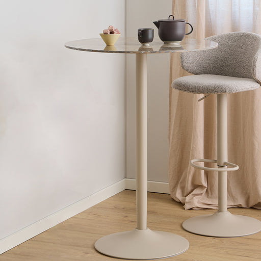 Malta Round Bar Table in Brown Ceramic with Grey Base – image 2