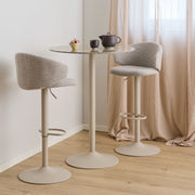 Malta Round Bar Table in Brown Ceramic with Grey Base – image 3
